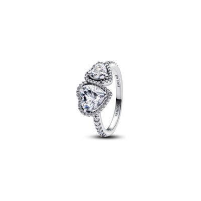 Bague Pandora Timeless cœurs halo scintillant en argent taille 54