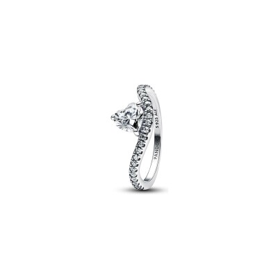 Bague Pandora Timeless cœur pavée ondulée en argent taille 54