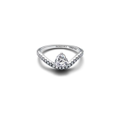 Bague Pandora Timeless cœur pavée ondulée en argent taille 56