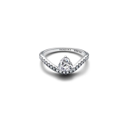 Bague Pandora Timeless cœur pavée ondulée en argent taille 52