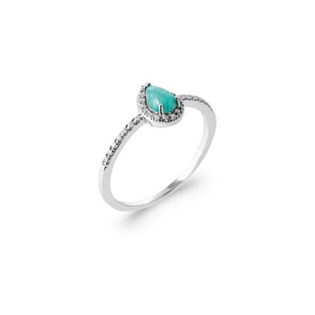 Bague en argent rhodié et amazonite