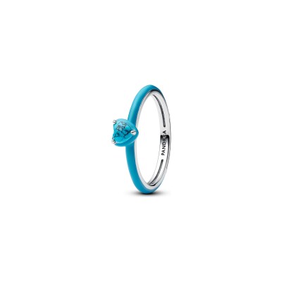 Bague Pandora Pierre Cœur Turquoise en argent, taille 52