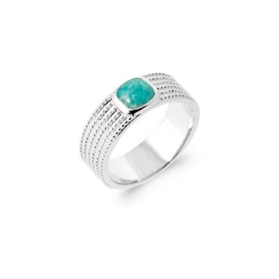 Bague en argent rhodié et amazonite