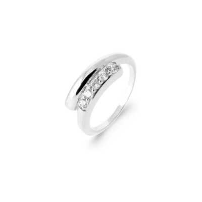 Bague en argent rhodié et oxyde de zirconium