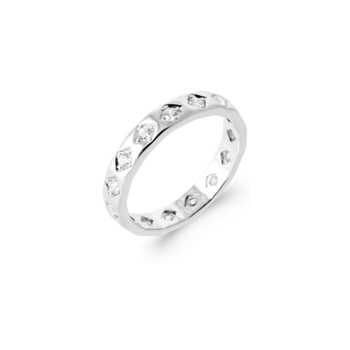 Bague en argent rhodié et oxyde de zirconium