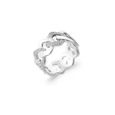 Bague en argent rhodié et oxyde de zirconium