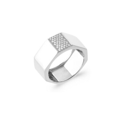 Bague en argent rhodié et oxyde de zirconium