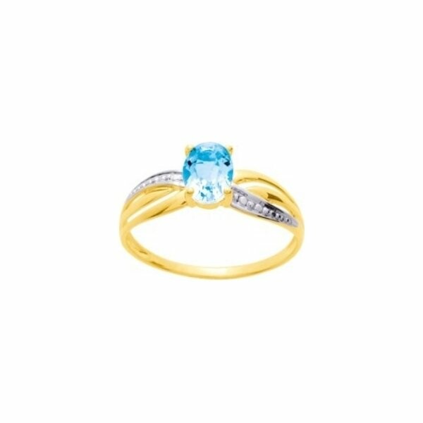 Bague en or jaune et topaze bleue