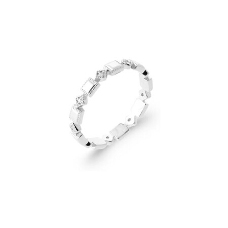 Bague en argent rhodié et oxyde de zirconium