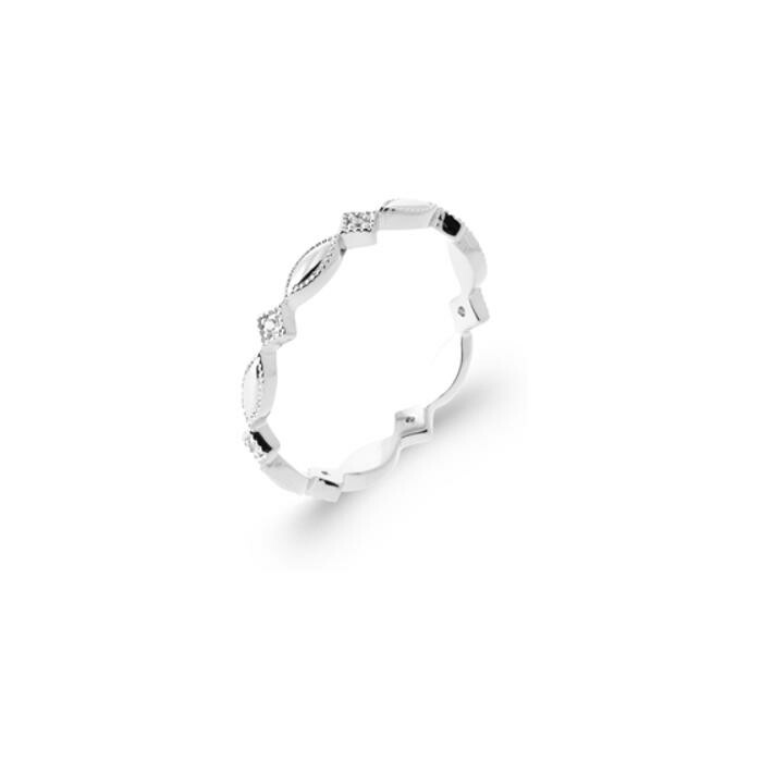 Bague en argent rhodié et oxyde de zirconium