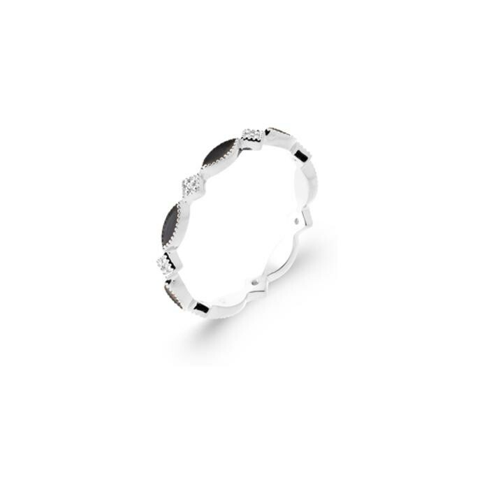 Bague en argent rhodié et oxyde de zirconium