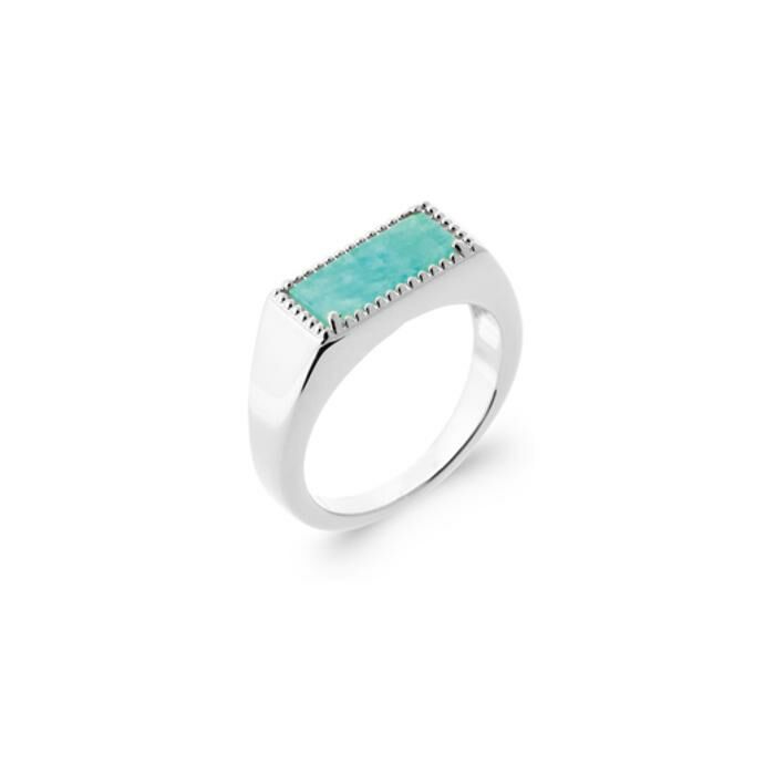 Bague en argent rhodié et amazonite