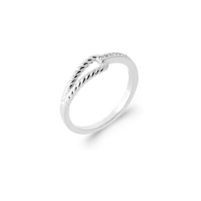 Bague en argent rhodié et oxyde de zirconium