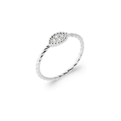 Bague en argent rhodié et oxyde de zirconium