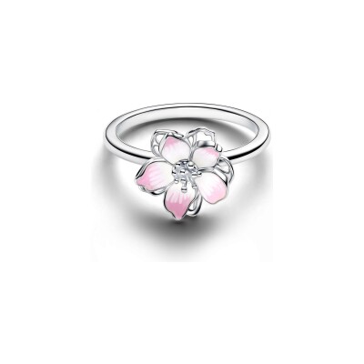 Bague Pandora Moments Fleur de Cerisier en argent et résine, taille 56