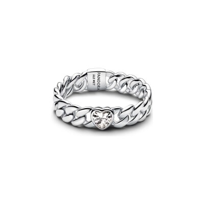Bague Pandora Timeless Maille Cubaine en argent et oxyde de zirconium, taille 56