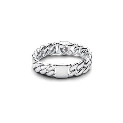 Bague Pandora Timeless Maille Cubaine en argent et oxyde de zirconium, taille 56