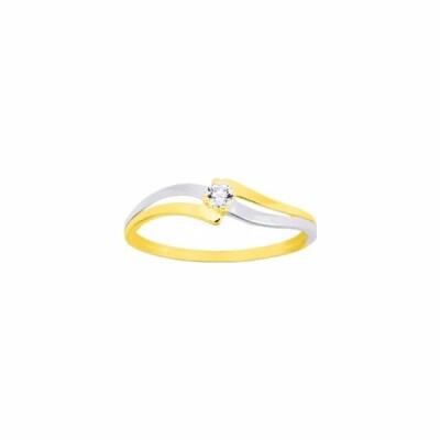 Bague en or jaune, rhodium et oxyde de zirconium