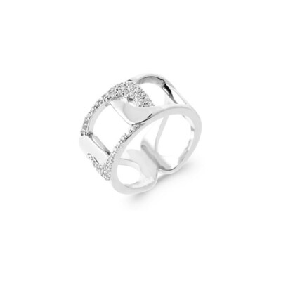 Bague en argent rhodié et oxyde de zirconium