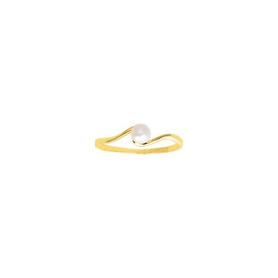 Bague en or jaune, perle de culture
