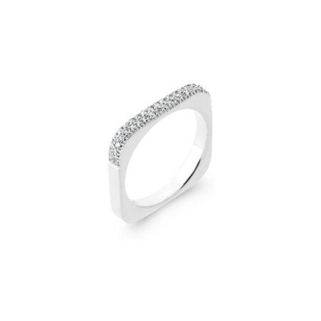 Bague en argent rhodié et oxyde de zirconium