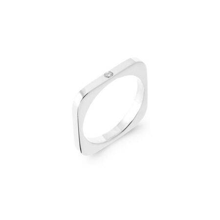 Bague en argent rhodié et oxyde de zirconium