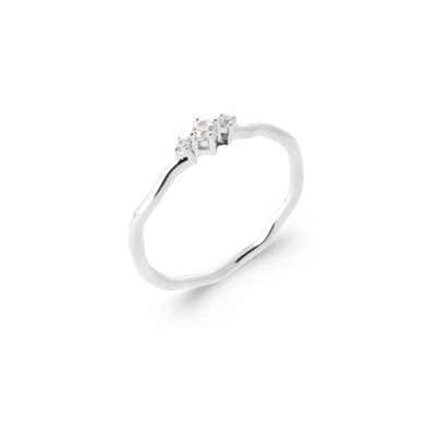 Bague en argent rhodié et oxyde de zirconium