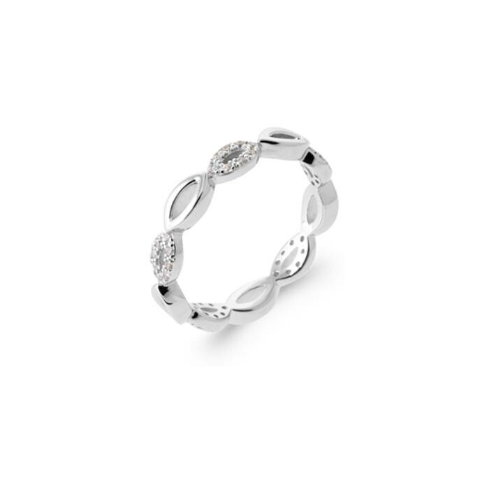 Bague en argent rhodié et oxyde de zirconium