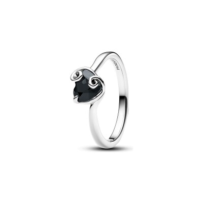 Bague Disney x Pandora L’Étrange Noël de Monsieur Jack Cœur de Jack Noir en argent et cristal, taille 52