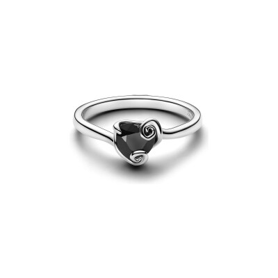 Bague Disney x Pandora L’Étrange Noël de Monsieur Jack Cœur de Jack Noir en argent et cristal, taille 52