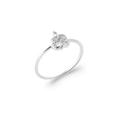 Bague en argent rhodié et oxyde de zirconium