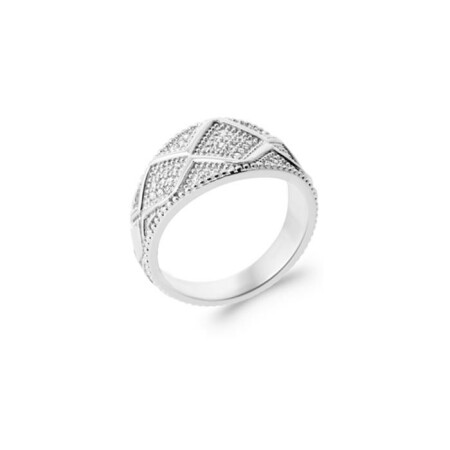 Bague en argent rhodié et oxyde de zirconium