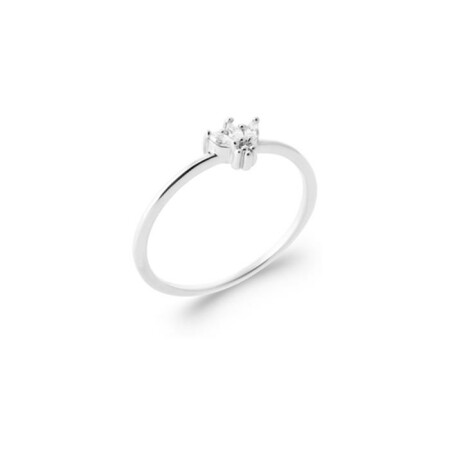 Bague en argent rhodié et oxyde de zirconium