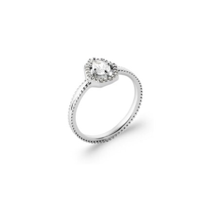 Bague en argent rhodié et oxyde de zirconium