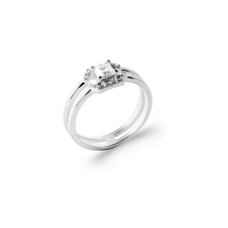 Bague en argent rhodié et oxyde de zirconium