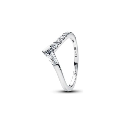 Anneau Pandora Timeless Diadème Pavé et Baguette en argent et oxyde de zirconium, taille 52