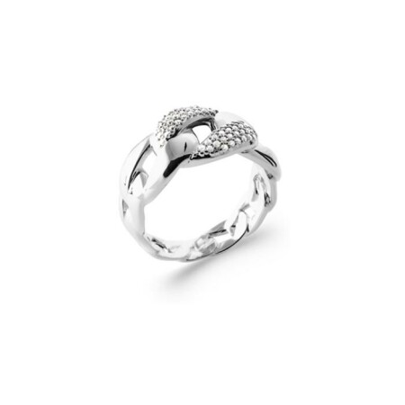 Bague en argent rhodié et oxyde de zirconium