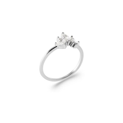 Bague en argent rhodié et oxyde de zirconium