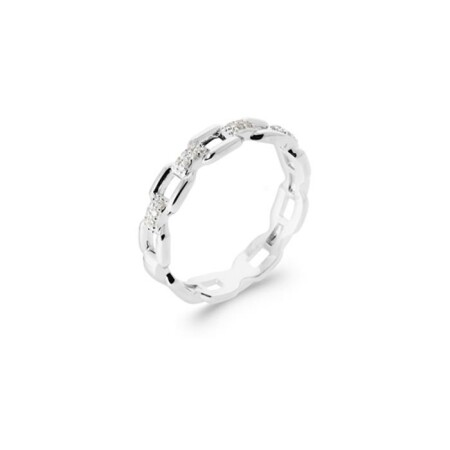 Bague en argent rhodié et oxyde de zirconium