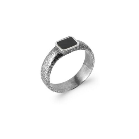 Bague en argent rhodié et laque