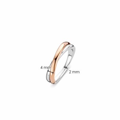 Bague anneau Ti Sento en argent doré rose, anneaux entrelacés