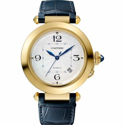 Montre Pasha de Cartier 41mm, mouvement automatique, or jaune, 2 bracelets cuir interchangeables