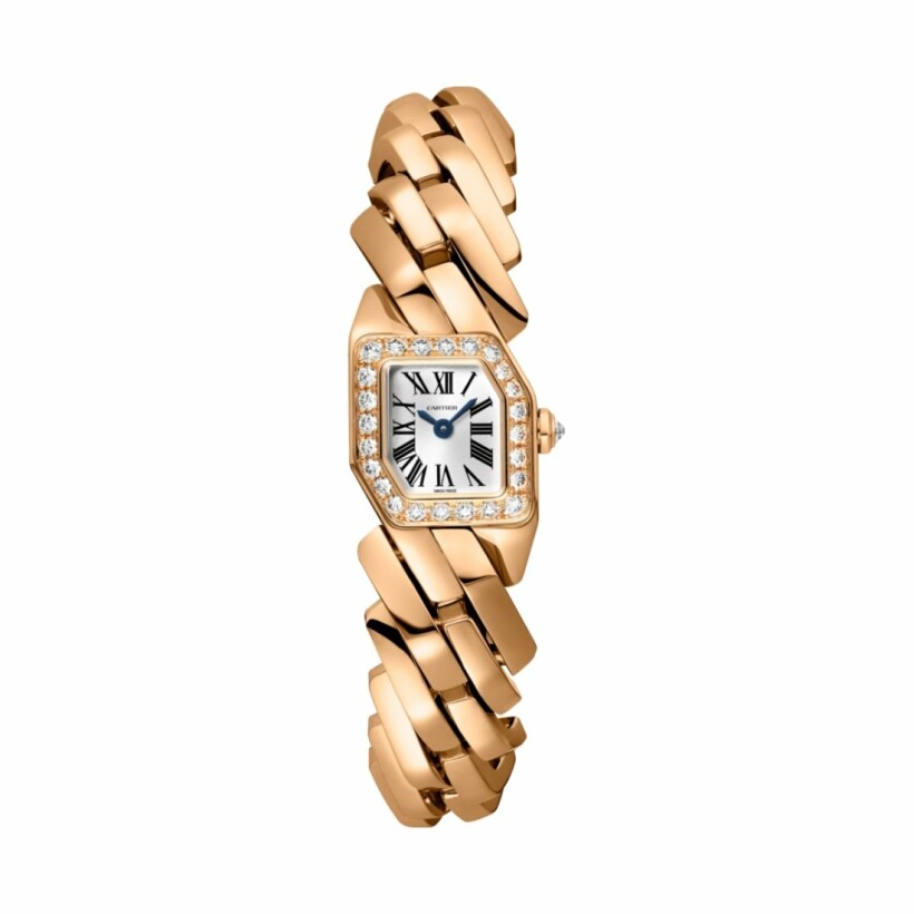 Maillon de Cartier watch, Small model, quartz movement, rose gold, diamonds