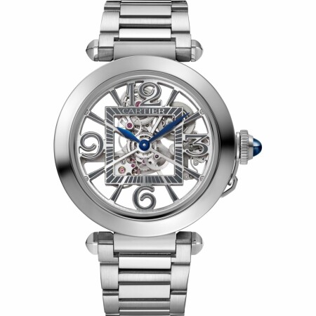 Pasha de Cartier watch, 41 mm, automatic movement, steel, interchangeable metal and leather straps