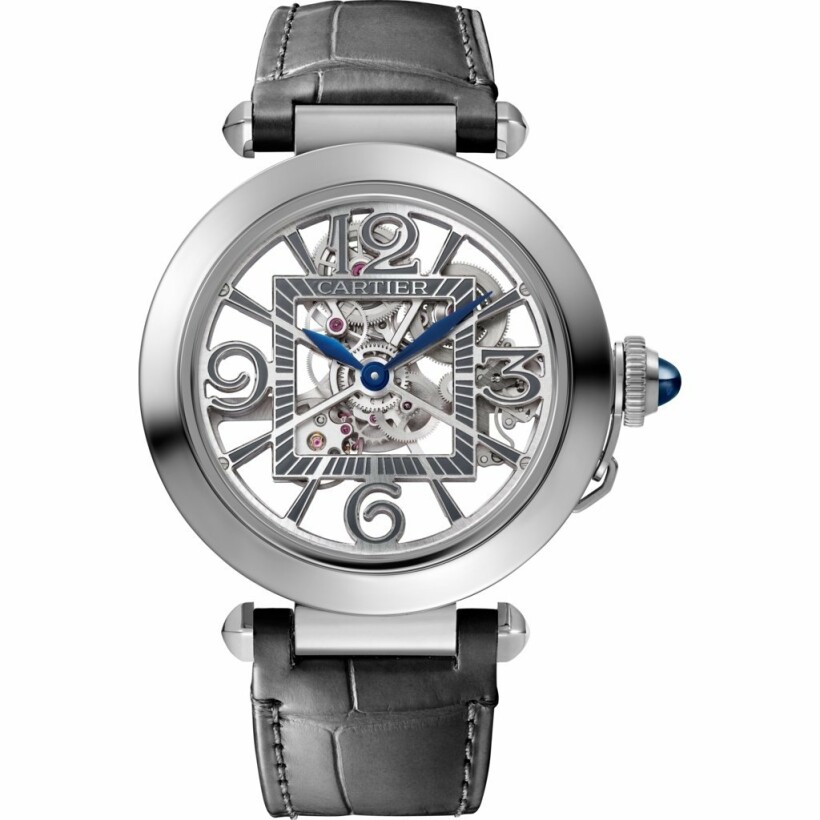 Pasha de Cartier watch, 41 mm, automatic movement, steel, interchangeable metal and leather straps