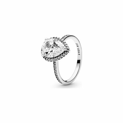 Bague Pandora Timeless halo goutte scintillant en argent et oxyde de zirconium, taille 52