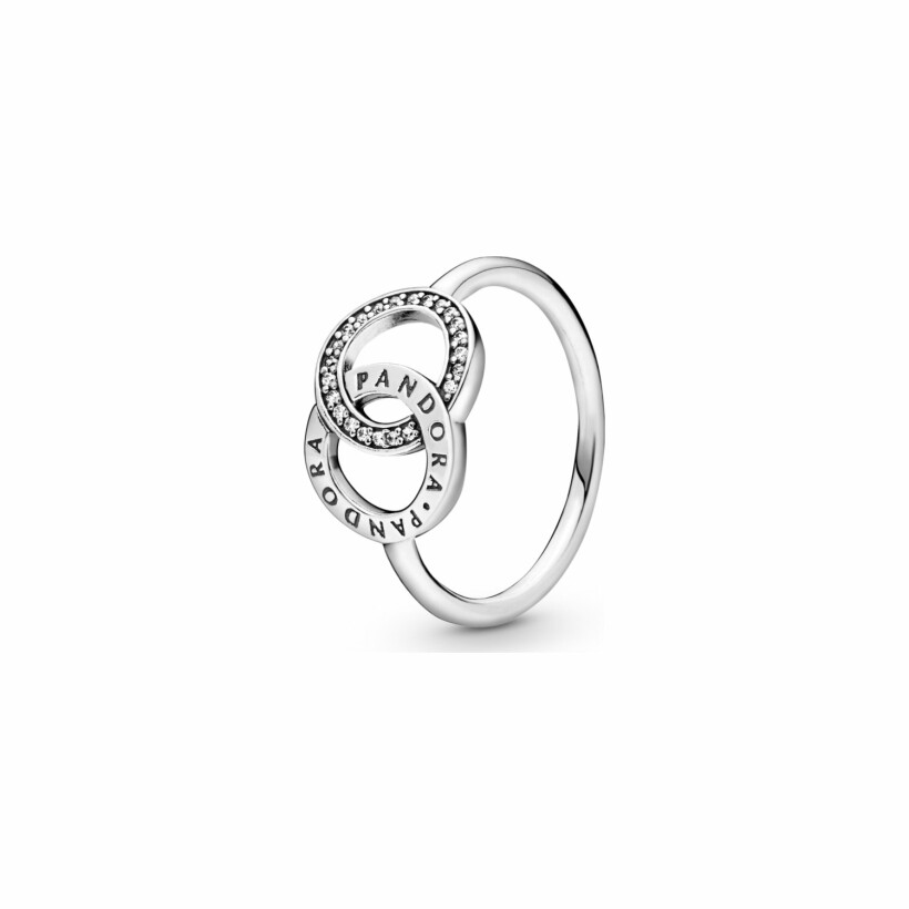 Bague Pandora Signature cercles entremêlés signature & scintillement en argent et oxyde de zirconium, taille 54