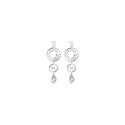 Boucles d'oreilles pendantes Harry Potter X Les Georgettes Enchantement en laiton finition argentée, 20 mm