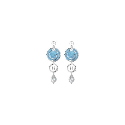 Boucles d'oreilles pendantes Harry Potter X Les Georgettes Enchantement en laiton finition argentée, 20 mm