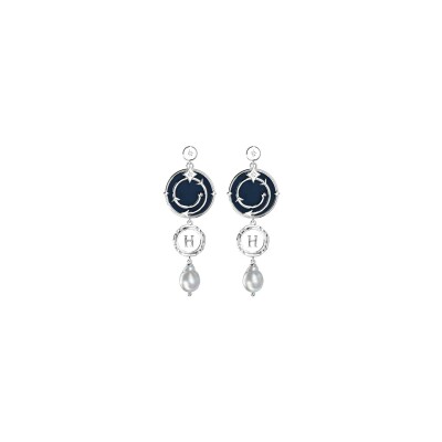 Boucles d'oreilles pendantes Harry Potter X Les Georgettes Enchantement en laiton finition argentée, 20 mm